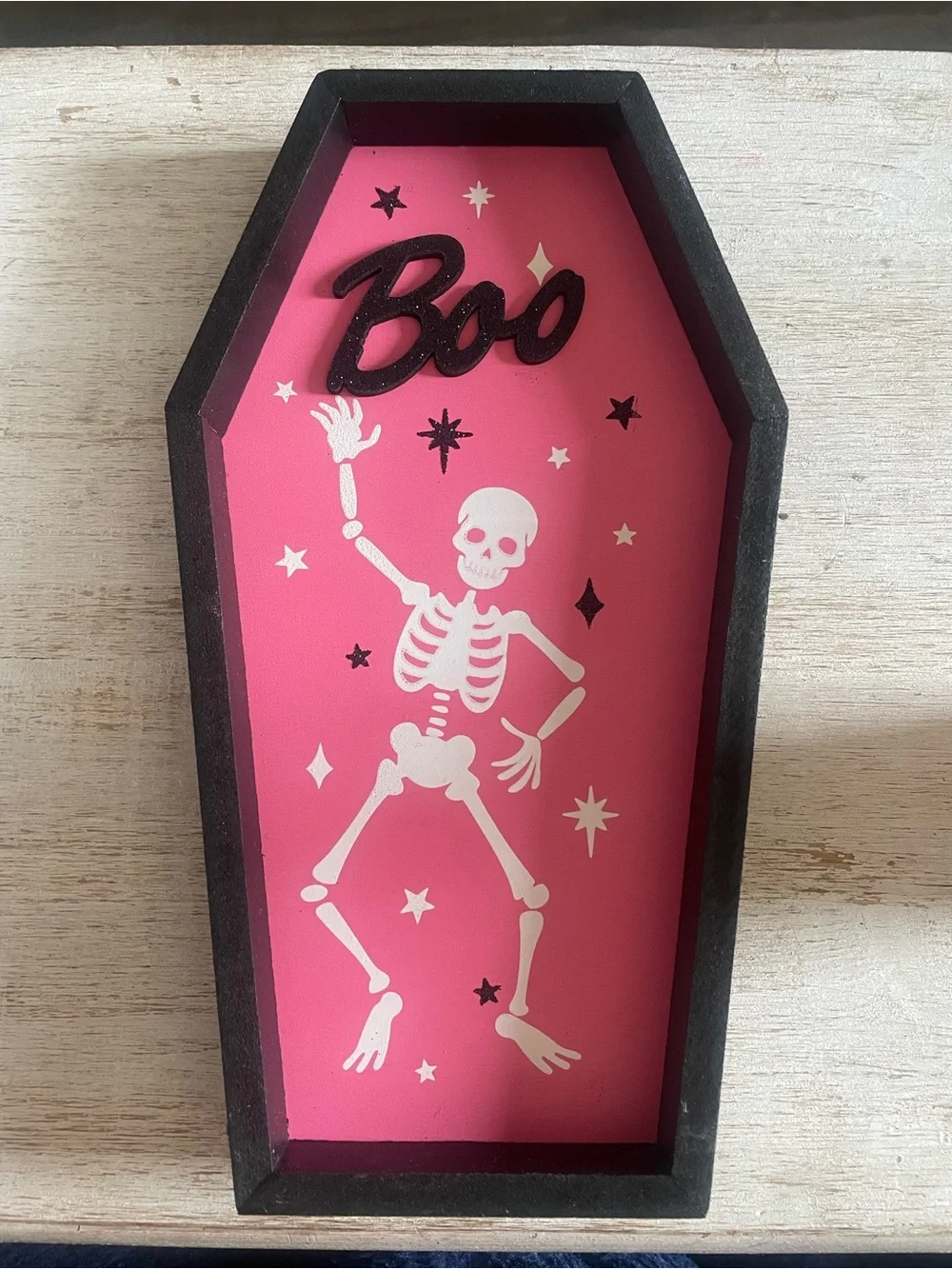 Boo Coffin Sign - Pink Halloween Decor